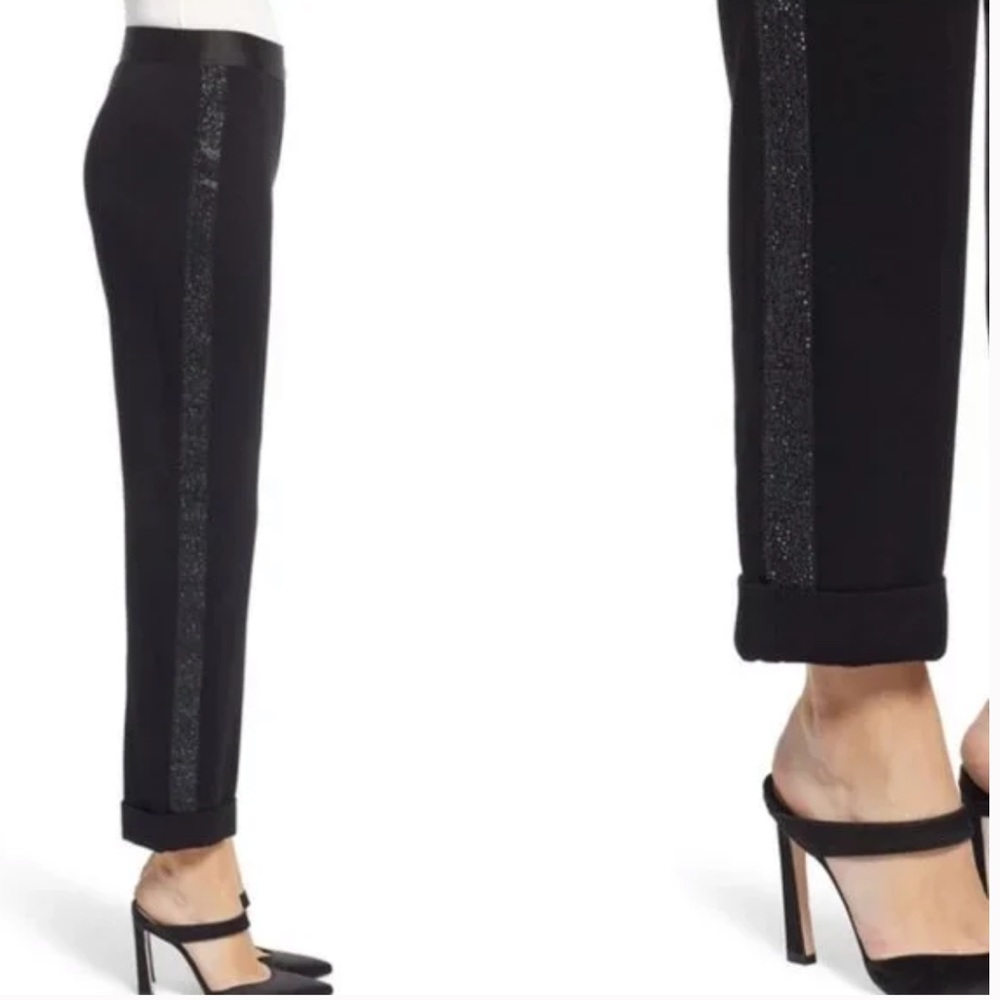 BAILEY/44 Rhinestone Tuxedo Stripe Payoff Ponte Pants | Size XS